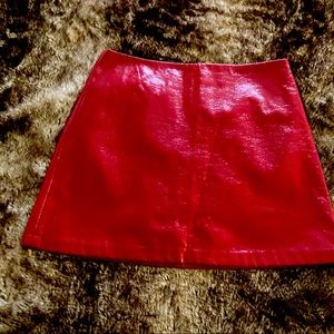 Red faux leather size med mini skirt F21 NWOT